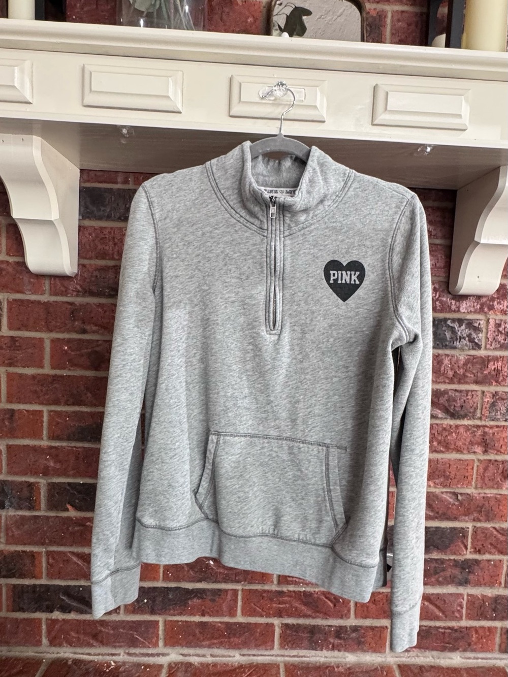 PINK Victoria's Secret by Victoria's Secret Gray Half-Zip Pullover Sz S